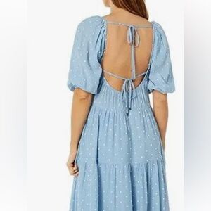 Elegant Blue Polka Dot Dress, summer dress , comfortable , fresh